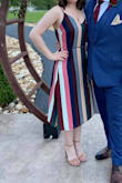 I bought this dress for a wedding and got so many compliments on it all day long! I felt comfortable and beautiful all at the same time. The dress runs small, especially in the bust area. I originally ordered an xs based on the size guide and could hardly fit the dress over my breasts, which is unusual for me considering how small my chest is. I sized up to a small and it fit perfectly! - Jackie S.