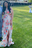 This dress is to die for. I got it for a wedding and received so many compliments. I got the large and medium size. I am heavier on top so the medium did not fit and large was a bit too big on top. I got it altered and it was perfect! - Adriana Z.