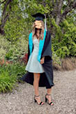 This dress was perfect for my grad photos!! (Bought white, size S) It was a little lower cut than I was expecting, so I couldn't wear a bra, but it's still so cute. The fabric is thick with another lining underneath. I wore black underwear and you couldn't tell! The back was adorable and a bit sexy. I will definitely be wearing it again! (I also have this in black in an XS, and while the XS fit, the S fits much much better and is not as tight around the back) - Emily C.