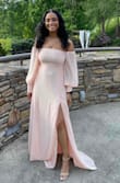I absolutely love this dress. It fit very well except that my chest was a little tight so it wasn't as loose but it fit just fine! The color in the picture looks peach or coral but the actual dress shipped and was light pink. I still liked the color it just wasn't as advertised. The dress flowed beautifully but it was really long even with heels. I'd recommended getting it hemmed a little so you aren't having to pick it up when you walk. 5 stars though because it was perfect for my cousins wedding ! - Katherine S.