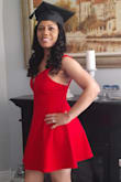 Omg I love this dress. It fits perfectly. I'm A mother of 4 and most would think twice about buying this dress. Well Don't!!!!! GET THIS DRESS! The length was great. The feeling is amazing. You couldn't tell me I wasn't a superMOMmodel on my graduation day. If I had to do it all over again I would. Shipping was fast. Don't be afraid to step out of the box with this dress. You will Love it! - Latoya D.