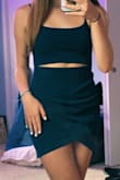 I love this dress! Definitely a favorite in my closet. I ordered a small and it was definitely true to size and very flattering. The color is also very beautiful and the material is very good quality! I love the addition of the open front which is what initially drew me to buying it. For the look and quality of the dress, it was definitely an affordable price. Highly recommend for any nice occasion!! - Leah G.