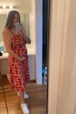I bought this dress to wear to a wedding when I was 23 weeks pregnant. It ended up being a little casual for the wedding but perfect for date night dinners in the spring/summer. Great dress for a second trimester bump and will work well post pregnancy too! - Holly C.