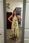 This is such a gorgeous dress. The fit and style is stunning! I'm 5'1 and the length is perfect. It just touches the floor in the back if I'm wearing flats, but a super small heel makes it the perfect length. The quality is also absolutely amazing. Get this dress! - Rachel D.