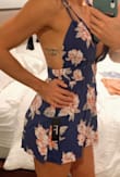So happy I read the reviews and ordered a size up. I'm usually a small in rompers and dresses but in this I ordered a medium. - Crystal D.