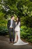 The train and the slit of the dress were a nice touch! Wore it for my engagement photos, and I couldn't be any happier. Perfect dress for sure - Samantha B.