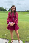 Great dress for various occasions from brunches to parties and I would even say weddings! The color is very very pretty, somewhere between a raspberry and red wine color. I really liked the material as well. I wore it on a pretty humid day but did not feel too hot in it. I think I will also try to wear this dress with a belt for a different look. - Katya L.