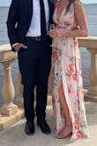 I wore this dress to a Florida wedding, and it was perfect. Very flowy so it wasn't too hot. The dress was very long so I had to get it hemmed. I used double sided tape in the chest area so it didn't gap if I bent over. Overall would purchase again! - Chelsea S.