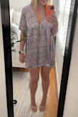 Not usually one to wear mini dresses, but this one just works! I definitely need to wear some sort of athletic shorts under them, but the length doesn't feel too revealing. The neckline is low, but I can wear a lower bra and it is covered just fine. Love the fabric as well, it is a nice medium-weight sheen that just looks classy. - Margaret J.