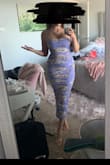 I hate trying to find dresses that fit me. I'm pretty hippy, with a large butt and chest. I would describe my body as athletic. I was shocked when I tried this one one. Its beautiful and soft. The runched material helps hide the bit of pooch I have at the bottom of my tummy. No armpit fat spillage either with the top of the dress. great length. I feel so snatched in this. I ordered a medium and my measurements are accurate. It's a teensy bit tight, but a small would be too small, with the large being too big. - Mackenzie G.