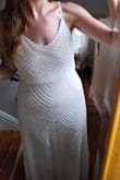This dress is completely dreamy. It'll be my rehearsal dinner dress (although would also be a perfect wedding dress). Just a tad see-through but easy fix with the right undergarments, but the fit is a dream. The straps are easy to adjust so it can reveal as much or as little cleavage as you like. I cannot wait to wear this super comfy ethereal dress. - Allison G.