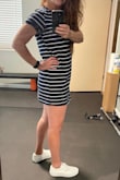 I loved wearing this dress over the Memorial Day weekend. It's very comfortable and figure flattering. It's not snug and it's not too loose. I entered my entire body measurements because I personally find it much more helpful than the typical "I ordered a small and it's too big"... I highly suggest everyone do this, it really gives a much better comparison and is beneficial on many levels. I washed this dress and laid flat to dry. I believe it will shrink a bit. It's still soft and perfect. - Erin V.