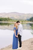 I absolutely love the color and fit of this dress. It is super flattering and sexy yet classy. I wore it for my engagement photos & I'm very pleased with how it looked. :) I am also a little taller & I was very happy with the length of the dress for it being a small. - Delaney A.
