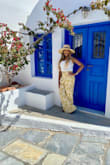 I wore these gorgeous wide leg pants when I went to Santorini Greece in May. It was a perfect summer outfit, for the perfect vacation. The fabric is cool and flowing. It runs a little bit small in the hip so I do recommend going up one size bigger, but all in all I have no complaints about these pants. - Francesca S.