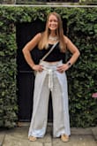 Love love love these pants. They do run a little large as they sit up on the waist so I did return my large for a medium and it was a perfect fit! The length ended up being better with a medium as well and at 5'6 they just worked with flats. They are so comfy and soft and look way more expensive then they are! - Jackie M.