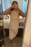 This dress is gorgeous. I've had my eye on it for a while for my bridal shower and when it was finally time to order it I was so excited to try it on. I was not disappointed and am so excited to wear it in July. It's a little loose so I probably could have ordered a small but I'm going to keep the medium! - Cassie A.