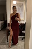 This dress is beautiful, and sexy. I loved it, and it fits perfectly fine. It's also good quality. I am very happy with my purchase. I wore it to a wedding, and got nice complements on it. - Fran D.