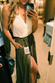 Love this skirt! It's so fun to pair with cute tops especially white. Originally ordered in a small but was a bit big since it's high waisted and a little long. Ordered the XS and it fit perfectly! - Ariana K.