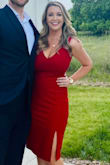Absolutely love this dress. Fit like a dream with a few alterations - took the straps up & hemmed it to be a more flattering length, as it was pretty long originally. It was super comfortable to wear and I was able to wear a normal bra with it, which is a HUGE plus for me. Highly recommend, will probably order it in the black too. - Kate S.
