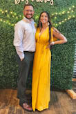I thought this dress would be a brighter yellow looking at the pictures, and I was a little disappointed when it came and was almost more of a mustard yellow, but it instantly grew on me when I put it on, and it photographs amazing, and much brighter than I thought it would (review photo doesn't have a filter). I wore this to a wedding and got so many compliments and it seems pretty versatile. I love Lulus because it's so hard to find dresses long enough for me. I am wearing flats in the pictures but plan on wearing it with 3 inch heels next time. - Arianna S.