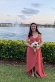 I love this dress. The color and the way it fit were perfect. It was a little long for my height, but I handled it very well because it is short in the front. I wore it for my best friend's wedding, as a maid of honor, and it was so comfy and I felt so pretty the whole night. - Ingrid R.