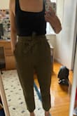 These pants are very cute! I tried them on and absolutely loved them! However, the waist fit a bit tight for me. For size XS, it measures about 25" on these pants. I was afraid that if I washed them, they would shrink more. So sadly, I have to return these pants. But they are adorable! - Catherine B.