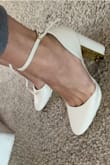 I bought these for my fall wedding this November. I wanted something not to high, not a stiletto, and closed toe. And these are a dream!!!! They are beautiful ivory and they fit true to size!! I honestly couldn't be happier!!! - Rebekah D.