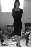 The dress is Beautiful. Fit is good, material is soft and thick. But....the length is just too long on me. Im.5'2" and it comes about 1.5-2" past my knee. This makes my legs look super short and thick and it made me very sad to have to send back because I love the back! - Alexandra M.