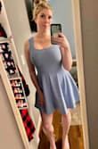 Ordered this in Medium and Large and they both fit beautifully, though I prefer the medium (pictured). I'm 5'7" currently 11weeks pregnant and weigh 160lbs. This is the perfect dress for church, events, brunch, or taking photos. It's not too short and the cut is so flattering! This dress would look good on every shape and size. - Veronica T.