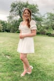 I don't think I've ever worn a dress that made me feel prettier + more confident than this one did. I wore this for my bridal shower and contemplating wearing it to my rehearsal dinner as well. Perfect for brides, but also anybody! It was the perfect length for me and fit well in the bust/waist. - Emily M.