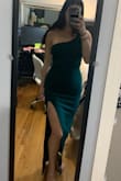I really Love this dress i went Based off the reviews for what size to get in 5'7" around 150-155 lbs but my bottom is a little big and the medium fit perfectly and the fabric is extremely flattering. - Melissa B.
