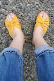 I needed to replace my old, worn down whatever flip flops and thought these would be a prettier upgrade. I have no regrets. These sandals as SO comfy. The bottom has extra padding and the top is so soft, I can walk around in them all day comfortably (I'm a preschool teacher and have arthritis, so that's saying something!). I'm a size 6.5 and have wide feet, and they still fit great! You can totally wear these with almost any outfit, too. Do yourself a favor and buy the shoes. - Stephanie P.