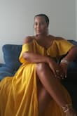 I wore this dress to my daughter's graduation and I got so many compliments. It is a wrap around dress so it allows for room for adjusting just bellow the bust area. I was happy with this purchase. - Ninoushka R.