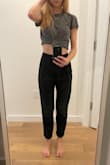 Very versatile and easy to dress up or down. I have a long torso and I'm happy these pants are high waisted enough to cover my belly button. They're a little loose in the waist so I might have to eventually belt them if they stretch out. They're very comfortable. In the photos I added, I have the pants cuffed at the bottom. - Mandy M.