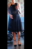 Wore this dress to a wedding and it was perfect. I paired it was a belt  and a black shawl I had to add flare. Comfortable, simple and classy dress. Black shoes from Lulus went well with the dress too! - Aimee R.