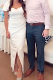 This dress is amazing. So comfortable and flattering. You can wear a regular bra! ..and it's not see-through at all, which is hard to find with white dresses. Medium fit perfect, I typically wear medium with Lulus brand. - Sabrina P.