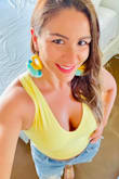 I love V necks and the yellow looks very cute on my tanned skin. - Debora S.