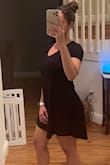 Love this soft t-shirt material! Great summer dress to run errands in for me. It has an overall flowing look with a longer length in the back. Fits just like a T on top. - Maggy S.