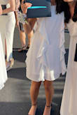 Perfect creme color. Wore for my graduation and it was beautiful. Received so many comments on the dress. - Madeline G.
