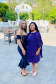 The color is a beautiful dark blue just like the picture. It has a bit of stretch and hugs all the right places. I wore it to a wedding and the style is elegant but not over the top. XS was perfect for me. - Claudia G.