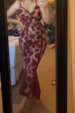 This dress was supposed for me to wear to a wedding, but the bust was too large. I even tried wearing my most padded bra to see it I could make it work but it didn't. The dress fit overall was great, but the bust was so loose despite my bust matching the sizing chart's description. The dress was a little long as well, the trumpeted skirt began below my knees rather than above like the model shows. So the dress was almost floor length rather than a midi. - Cassie P.