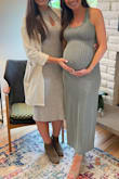 This dress is fantastic. Fits totally true to size, fabric is really sturdy & good quality. Its also very stretchy, I am 7 months pregnant and was able to wear it in my normal size (size S) to my baby shower and it still fit. Looking forward to continuing to wear it post baby! PLEASE MAKE THIS IN MORE COLORS! - Samantha A.