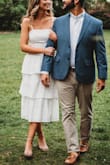 I wore this for engagement photos and felt it was flattering and romantic!  The tiered skirt is so fun! - Serena F.