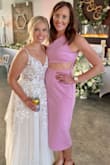 Absolutely perfect wedding guest dress! Love the fit, style and color! - Angela K.