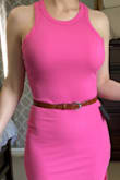 Love this dress. Returning for a different color though, as I can't wear a bra with it and the pink is just a tiny bit sheer. If you have a smaller bust you can probably wear a racerback bra with it and not need to worry about that though. - Emily M.