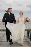 This dress was absolutely perfect for my elopement. We were a little unlucky with the weather because it was super windy, but it actually played out to my advantage for the photo because the layers in this dress made its flowy-ness shine. I did end up sewing a single stitch into the front because I felt like the cut in the front looked good but kept letting "the girls" out in a way that didn't work for me, and for bustier gals like myself I would recommend doing the same thing. The dress was the perfect of amount of simple but elegant, layered but comfortable, and exactly what I have envisioned for myself on my wedding day. 10/10 recommend! - Juliette L.