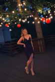 I wore this navy dress for a May wedding in Houston, Texas. As the dress shows off the back, thanks to the front lace, I didn't have to wear any nu-bra to cover my chest area. The inner skirt fabric is a bit shorter than I thought so I had to be aware of my undies when I was sitting down and standing up - still you can dance, though! I got so many compliments from other wedding guests that night :) - Lucy L.