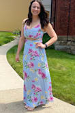 I loved this dress. I struggle to find flattering and comfortable dresses because of my large bust, but this one was perfect. The fact that the top
laced up in the back and had adjustable straps meant I could adjust it exactly as needed for my bust. The skirt is very long - I wore 3inch heels and tied the skirt high and it worked. - Kathleen M.