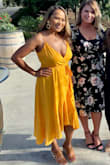 Beautiful color and quality was great! I did feel like my chest area was a little too exposed. Tried pinning the area, but did not look so great. Overall, loved the dress! - Nath H.