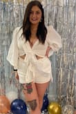 Ordered this for my bachelorette and it was SO perfect. Comfortable and lightweight - perfect for a night near the beach! Got the top and bottom in a medium. (Note that the shorts do have a full zipper in the back). - Christine M.